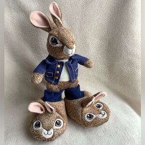Peter Rabbit Plush Bunny Blue Coat W Removable Toddler Slippers Stuffed Animal